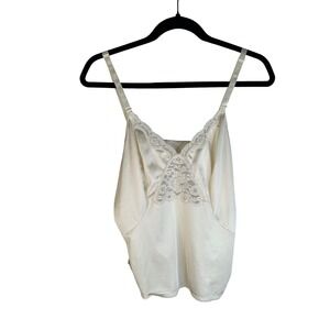 Ivory Lace Trim Satin Adjustable Straps Romantic Cottagecore Camisole Size Small